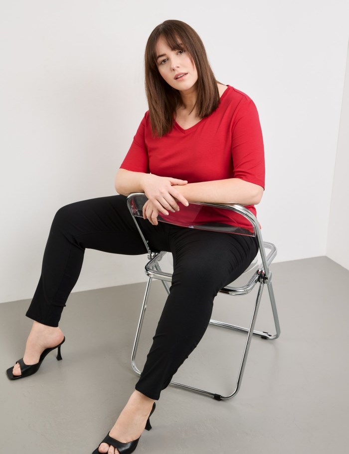 SAMOON Basic top made from a cotton blend T-skjorte Rød | CELP7406