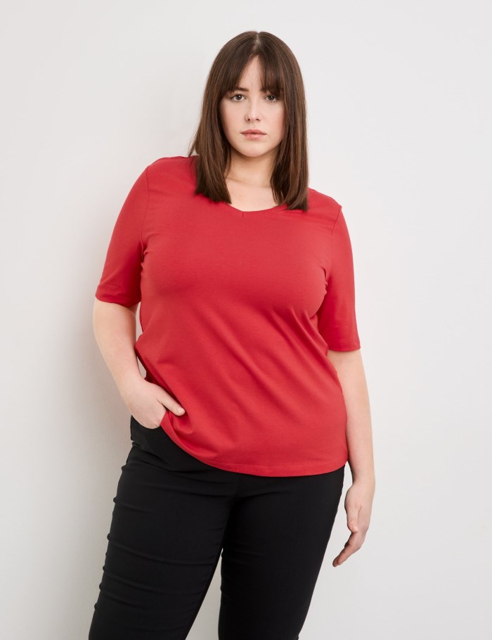 SAMOON Basic top made from a cotton blend T-skjorte Rød | CELP7406