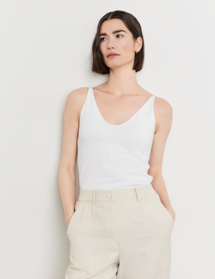 Gerry Weber Basic top with a back neckline T-skjorte Hvite | ZAOE6761