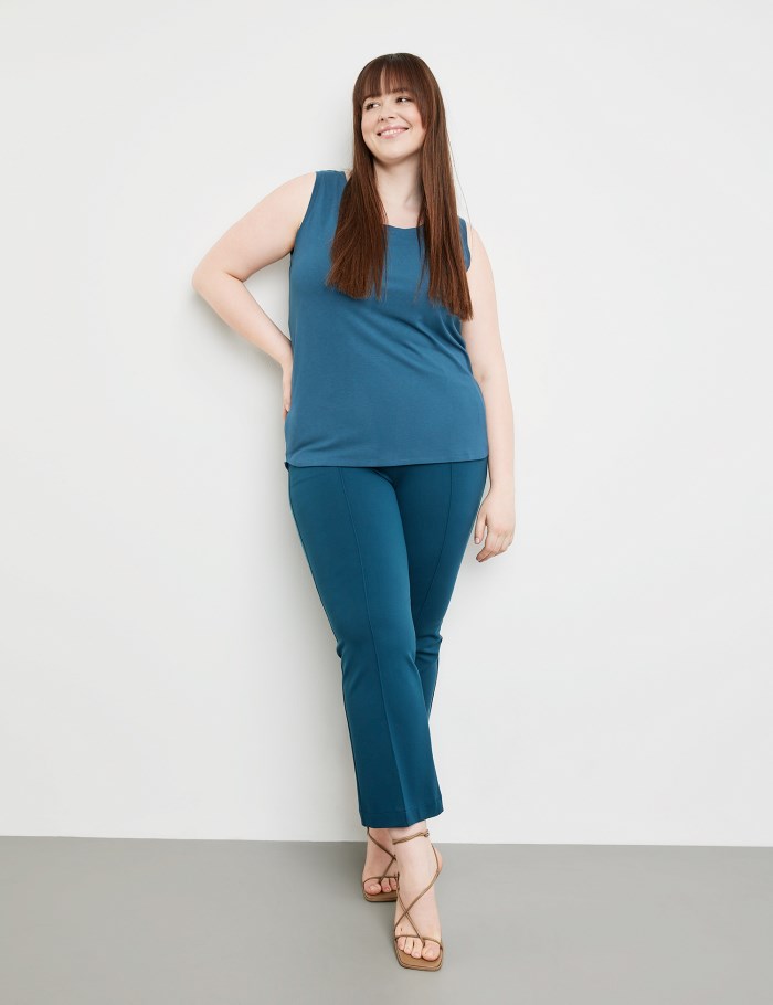 SAMOON Basic top with side slits T-skjorte Blå | RWPH5652