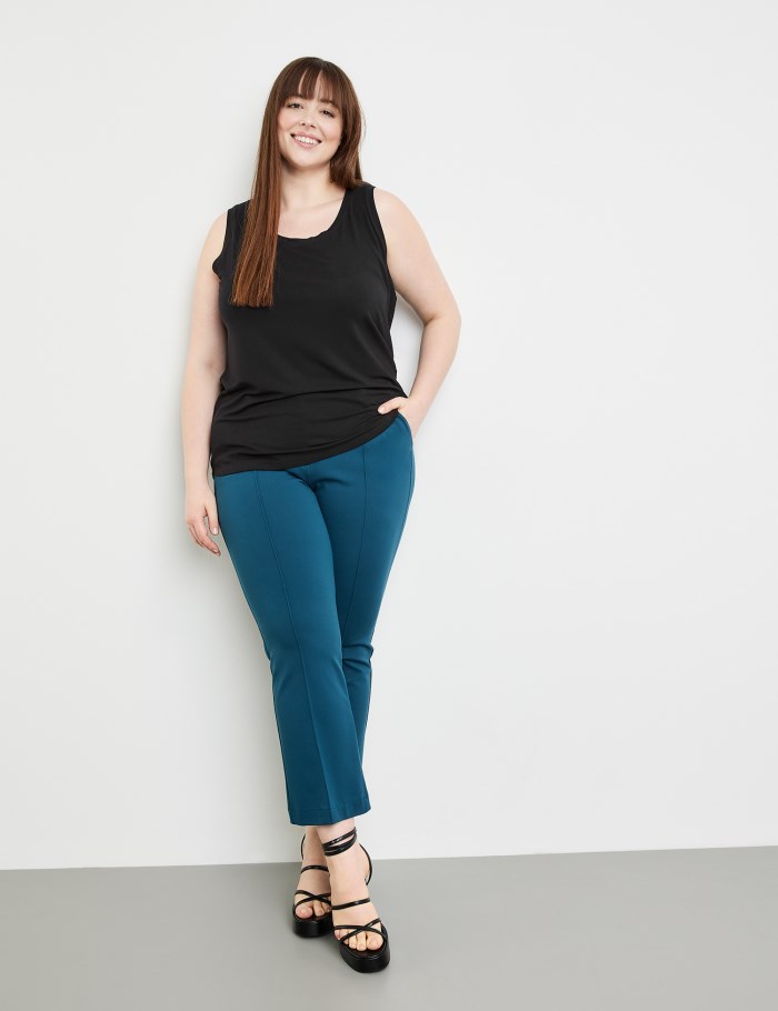 SAMOON Basic top with side slits T-skjorte Svarte | BRCU2375