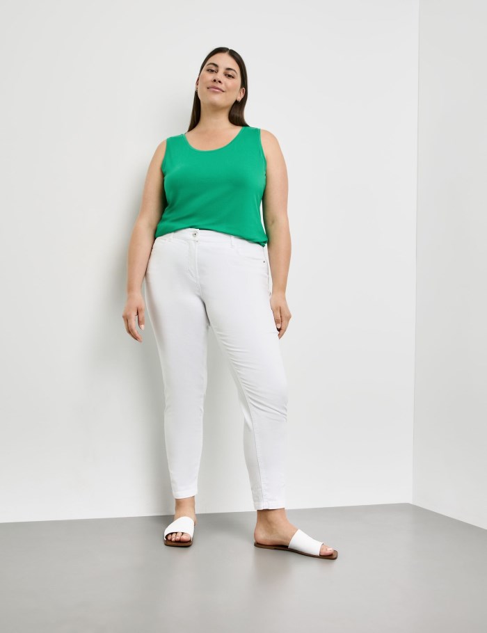 SAMOON Basic top with side slits T-skjorte Grønn | DZLU3952