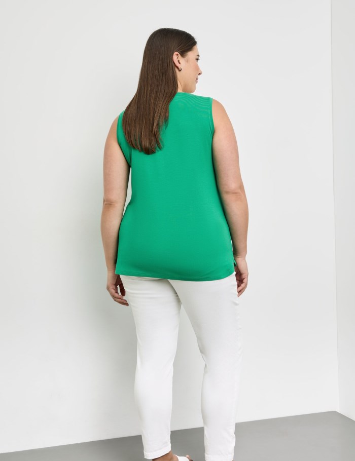 SAMOON Basic top with side slits T-skjorte Grønn | DZLU3952