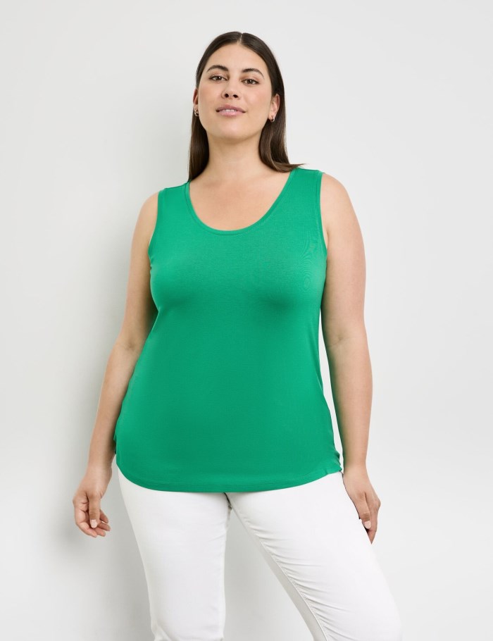 SAMOON Basic top with side slits T-skjorte Grønn | DZLU3952