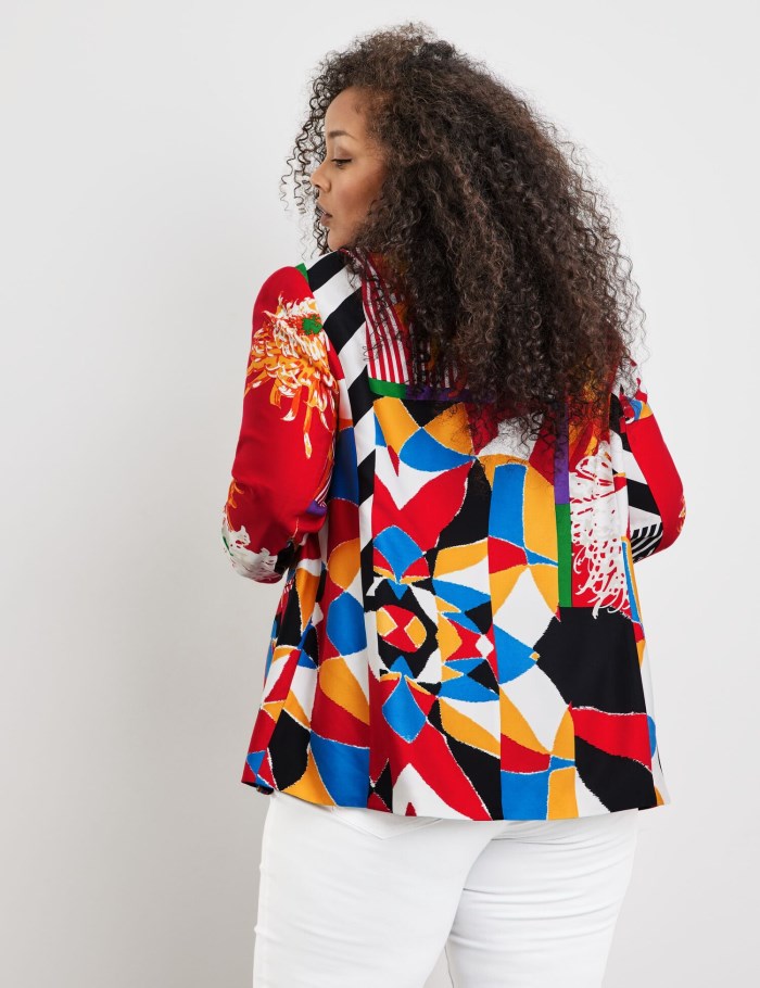 SAMOON Blazer with a colourful mixed pattern Blazere Rød | HDDE6119