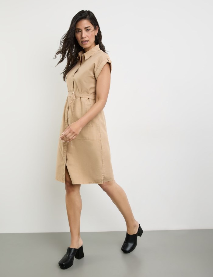 Gerry Weber Blouse dress with a waist belt Kjole Beige | VNRF1539