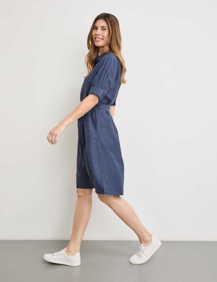 Gerry Weber Blouse dress with a waistband and percentage of linen Kjole Blå | EXNZ0105