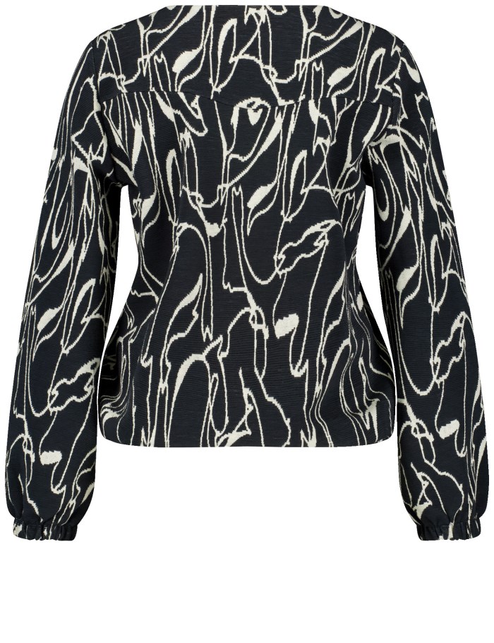 Gerry Weber Blouse top made of jacquard with an elasticated drawstring T-skjorte Blå | RKSZ1635