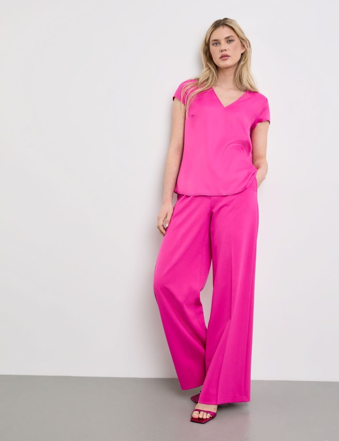 TAIFU Blouse top with a V-neckline Bluse Rosa | NHLD8878