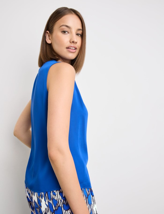 TAIFU Blouse top with a V-neckline Bluse Blå | HWQG9078