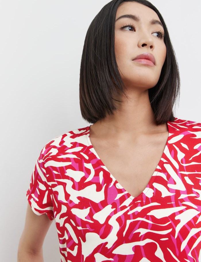 TAIFU Blouse top with a V-neckline Bluse Rød | CIQW2142