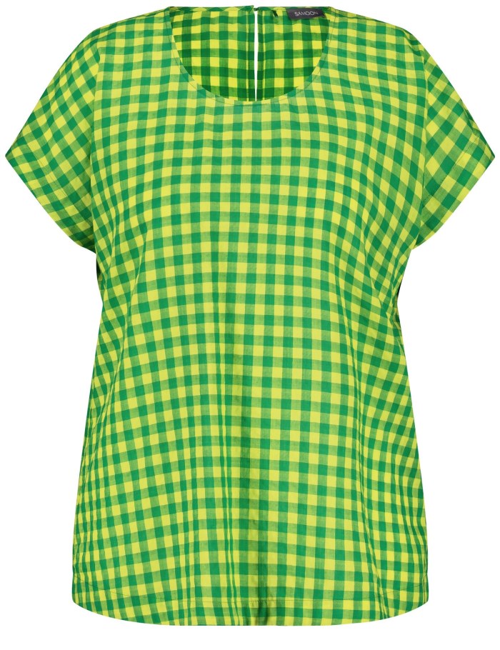 SAMOON Blouse top with a check pattern Bluse Grønn | NUCA7637