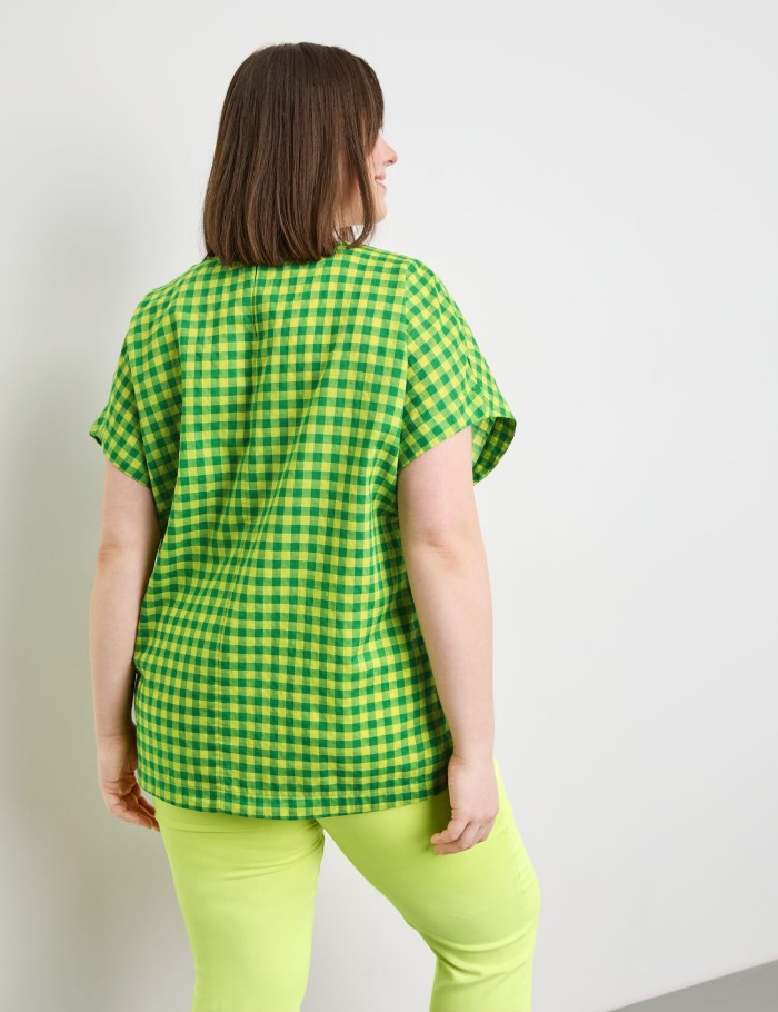 SAMOON Blouse top with a check pattern Bluse Grønn | NUCA7637