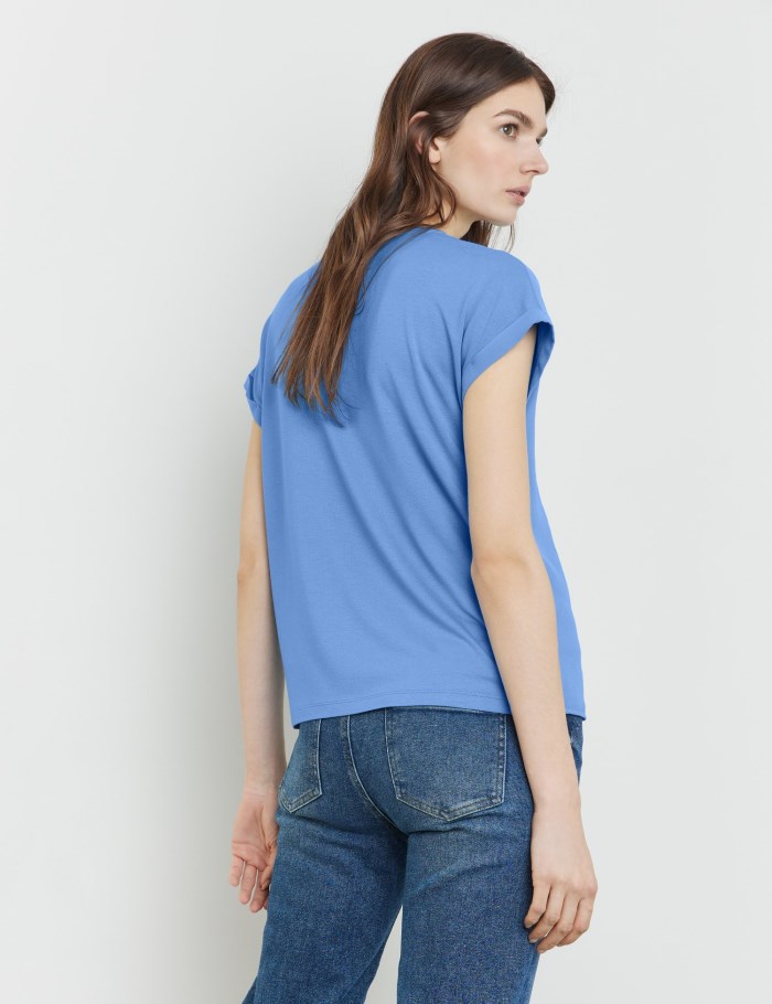 TAIFU Blouse top with a chiffon layer T-skjorte Blå | GKZL4659