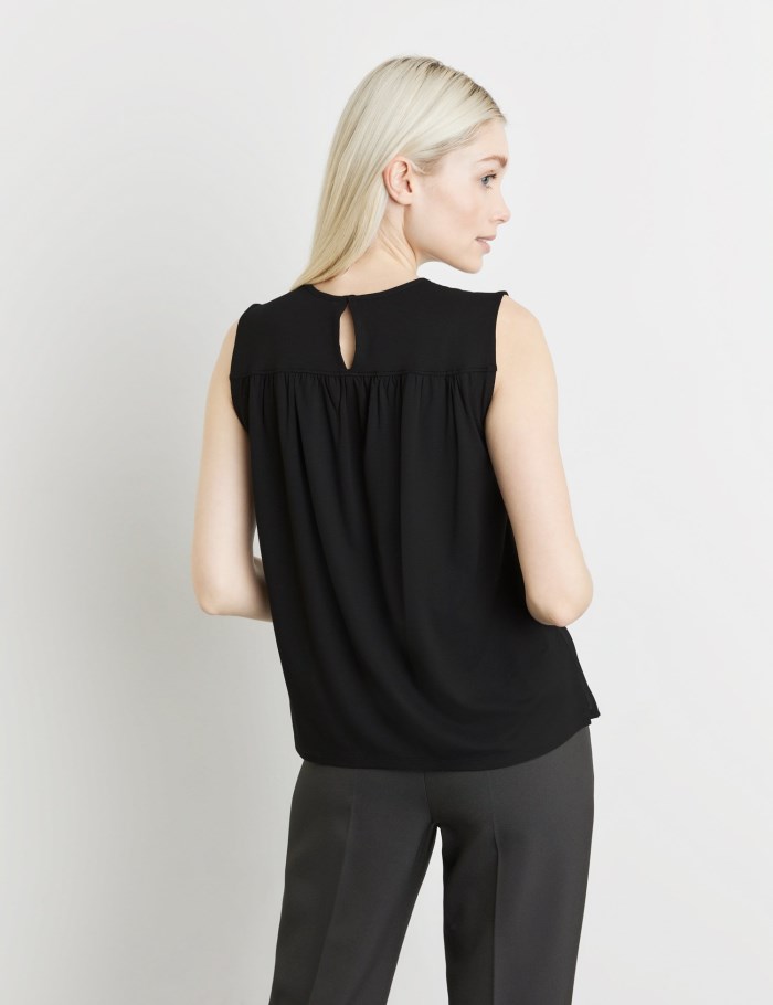 TAIFU Blouse top with a chiffon layer T-skjorte Svarte | VDHP6157