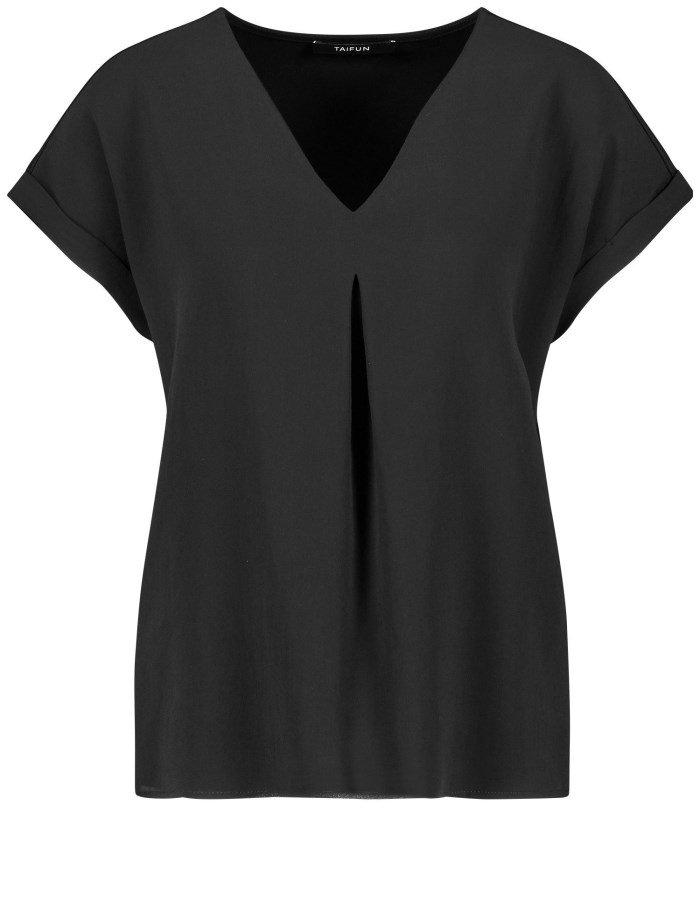 TAIFU Blouse top with a chiffon layer T-skjorte Svarte | FVUG3990