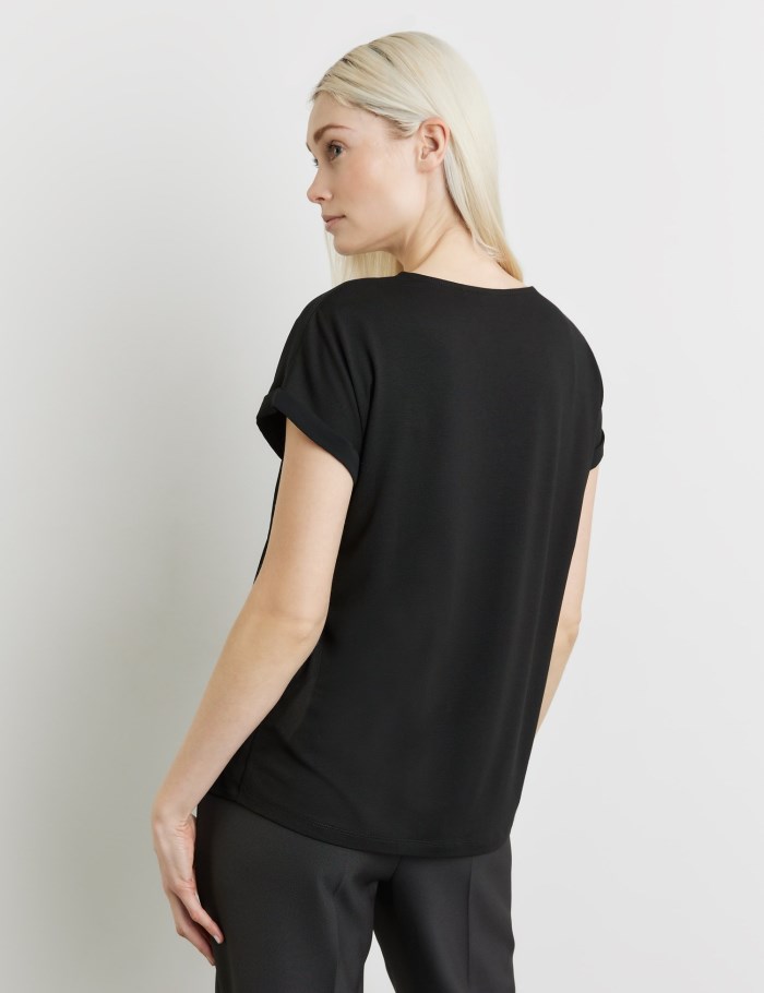 TAIFU Blouse top with a chiffon layer T-skjorte Svarte | FVUG3990