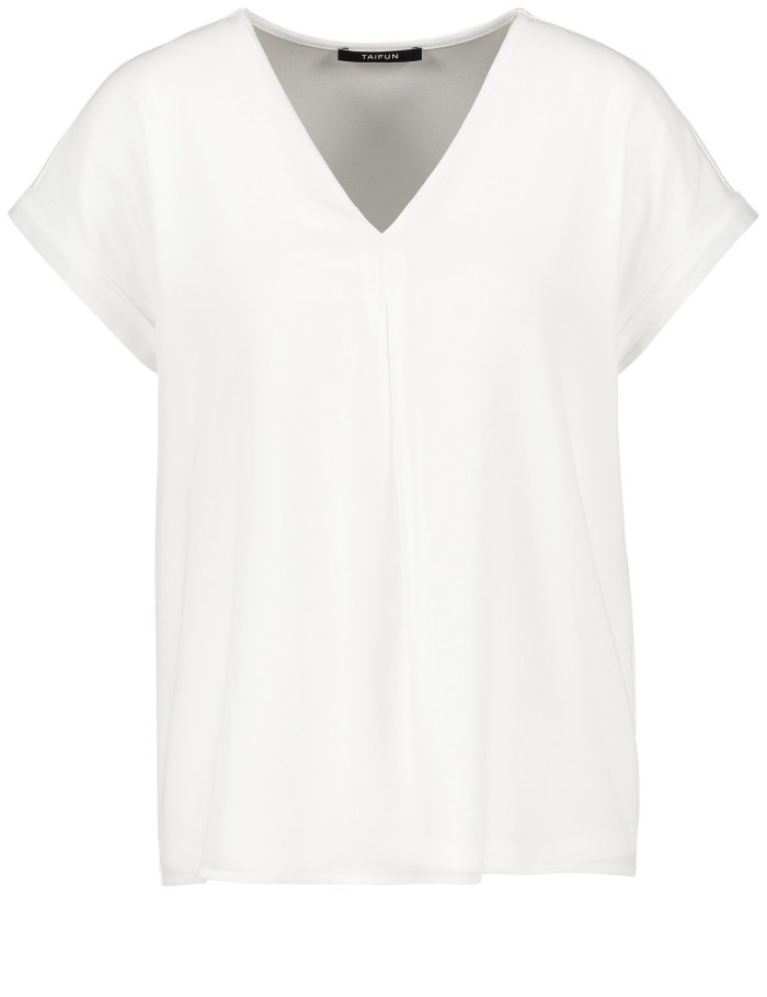 TAIFU Blouse top with a chiffon layer T-skjorte Hvite | GBCU7373