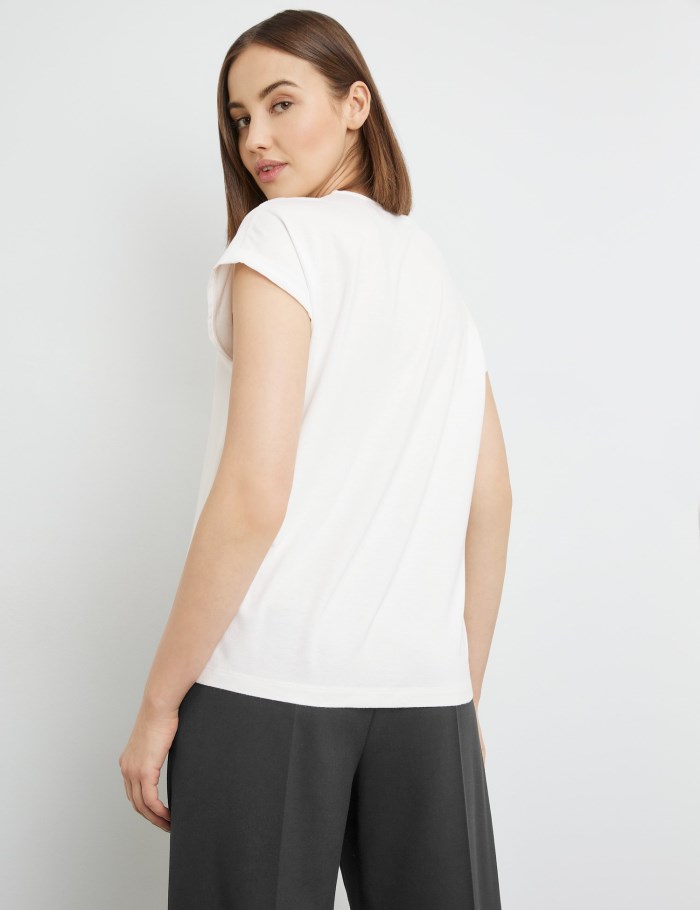 TAIFU Blouse top with a chiffon layer T-skjorte Hvite | GBCU7373