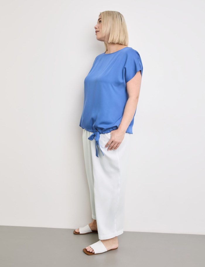 SAMOON Blouse top with a drawstring Bluse Blå | JGAB7525