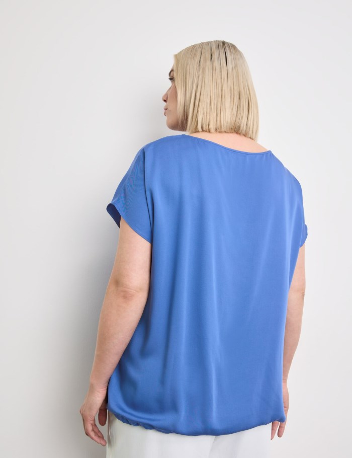 SAMOON Blouse top with a drawstring Bluse Blå | JGAB7525