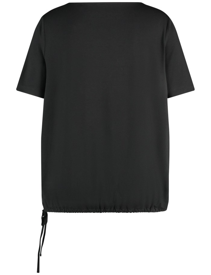 SAMOON Blouse top with a drawstring T-skjorte Svarte | GCWE4369