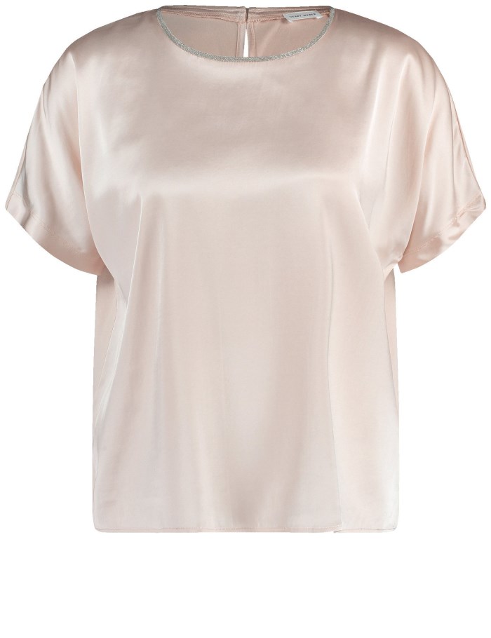 Gerry Weber Blouse top with a glittering neckline trim T-skjorte Beige | QIBP7786