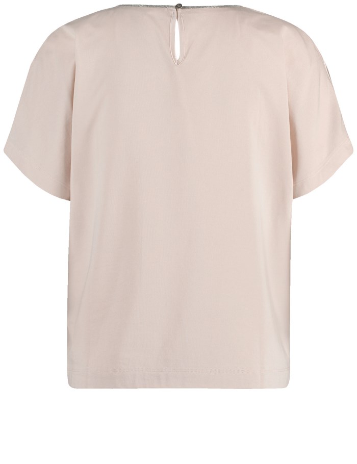 Gerry Weber Blouse top with a glittering neckline trim T-skjorte Beige | QIBP7786