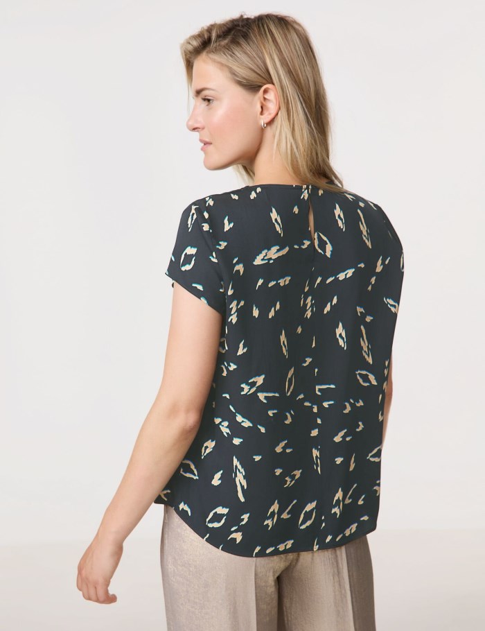 TAIFU Blouse top with an all-over print Bluse Svarte | CQFI1681