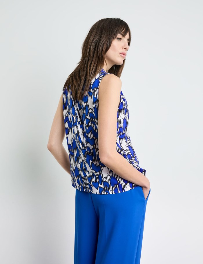 TAIFU Blouse top with an all-over print Bluse Blå | ISIG8637