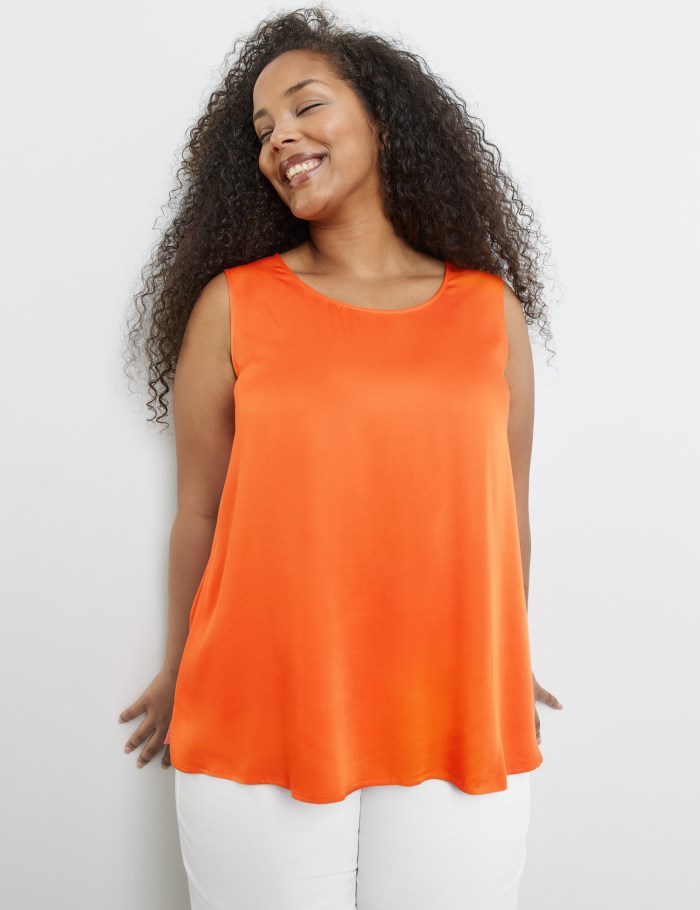 SAMOON Blouse top with side slits Bluse Oransje | WJXV4615