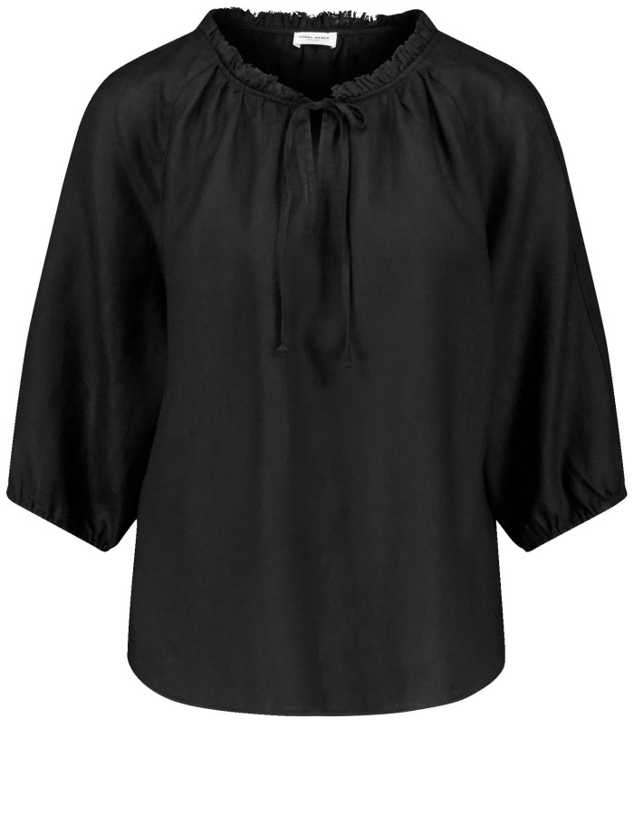 Gerry Weber Blouse with 3/4-length sleeves and a frilled collar Bluse Svarte | SWAL7897