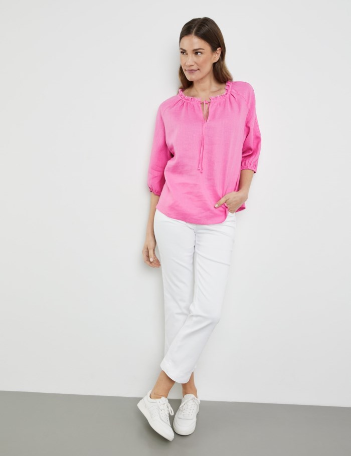 Gerry Weber Blouse with 3/4-length sleeves and a frilled collar Bluse Rosa | OMVQ4390