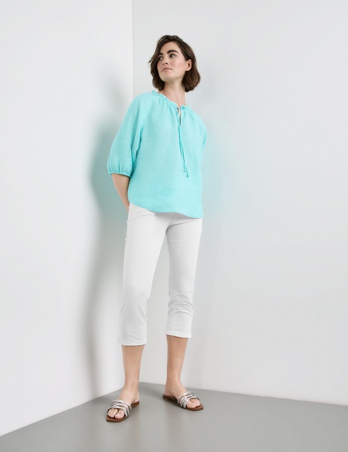 Gerry Weber Blouse with 3/4-length sleeves and a frilled collar Bluse Blå | ARGA3459