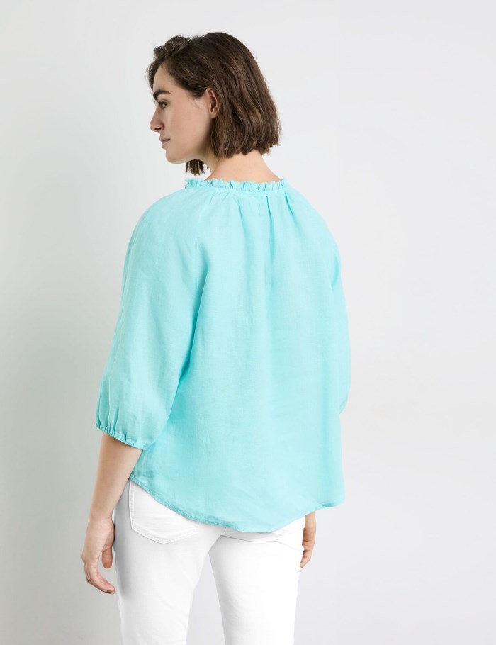 Gerry Weber Blouse with 3/4-length sleeves and a frilled collar Bluse Blå | ARGA3459