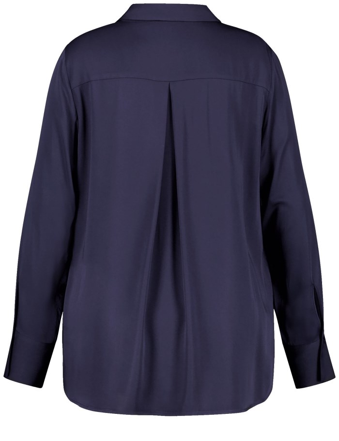 SAMOON Blouse with a V-neckline and collar Bluse Blå | QFCV5923