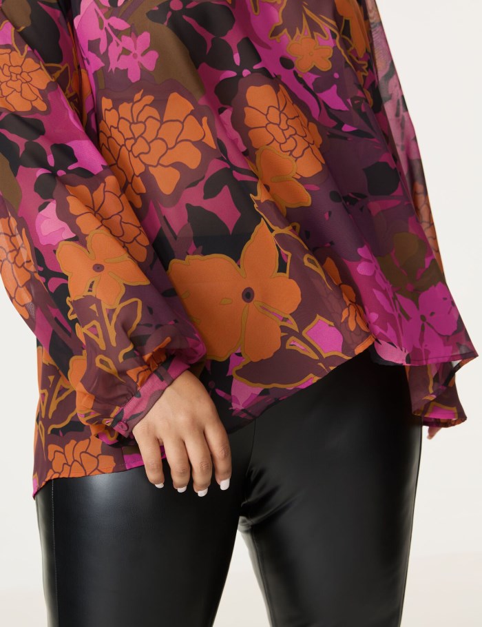 SAMOON Blouse with a frilled collar Bluse Rosa | NUFV7570