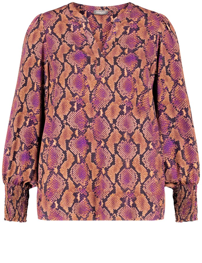 SAMOON Blouse with a python print Bluse Lilla | YTQV8901