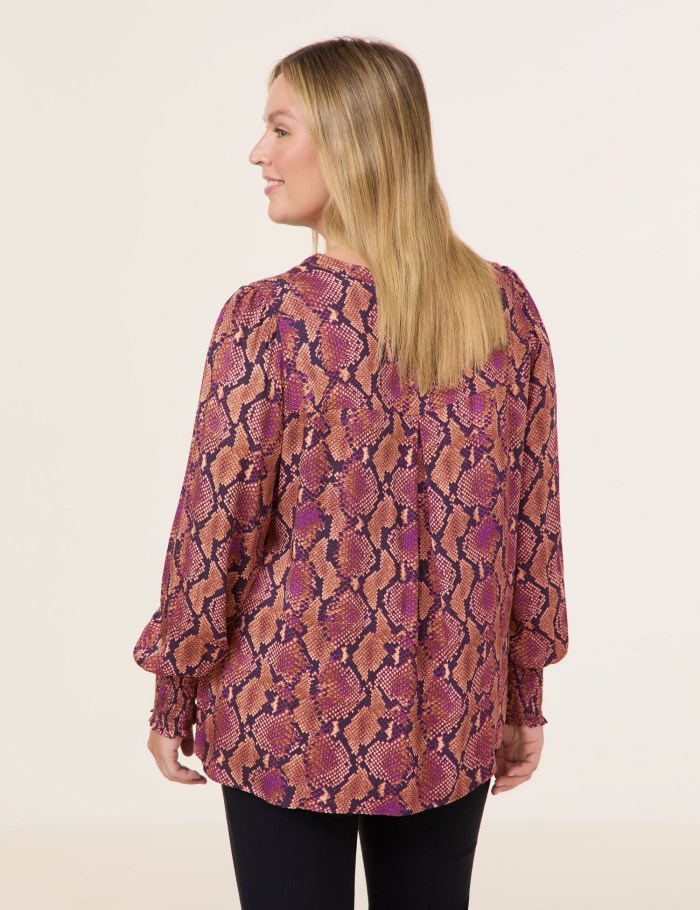 SAMOON Blouse with a python print Bluse Lilla | YTQV8901