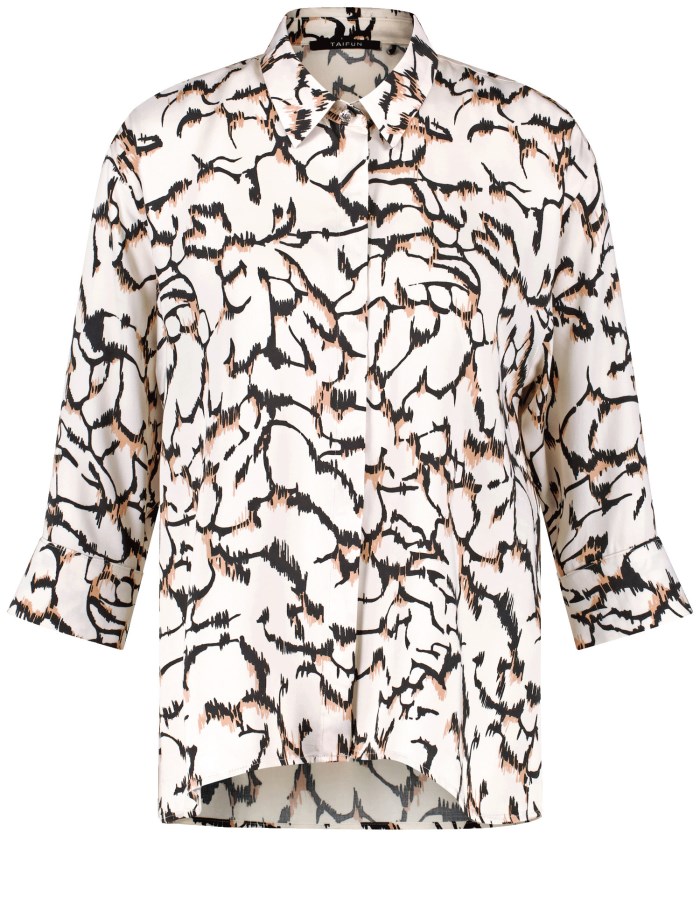 TAIFU Blouse with an all-over print Bluse Beige | PQUB2139