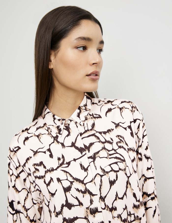 TAIFU Blouse with an all-over print Bluse Beige | PQUB2139