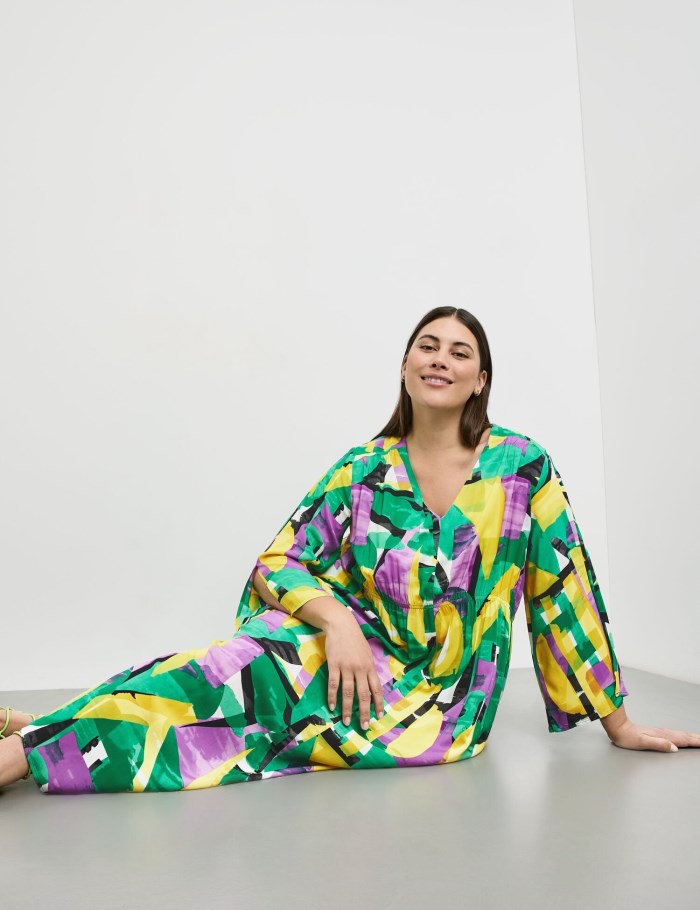 SAMOON Boho dress with a colourful print Kjole Grønn | HQPT3599