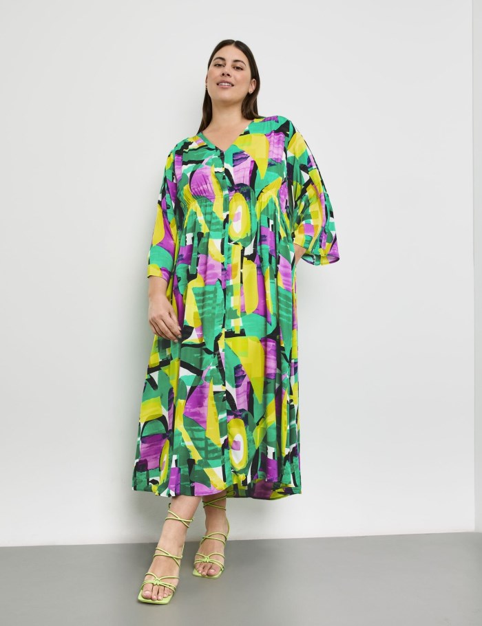 SAMOON Boho dress with a colourful print Kjole Grønn | HQPT3599