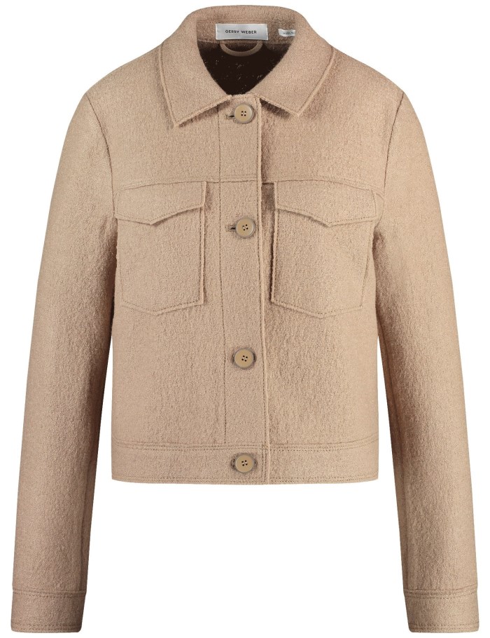 Gerry Weber Boxy blazer jacket with a bouclé finish Blazere Beige | TWKE6686