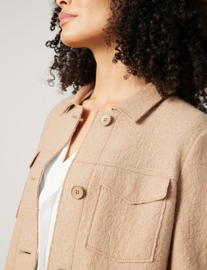 Gerry Weber Boxy blazer jacket with a bouclé finish Blazere Beige | TWKE6686