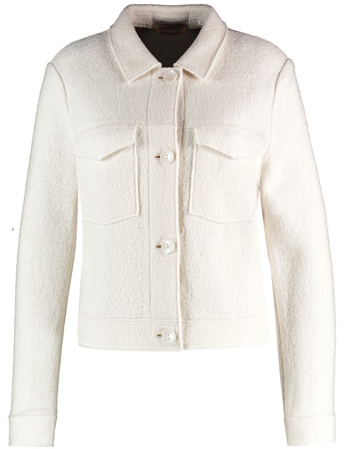 Gerry Weber Boxy blazer jacket with a bouclé finish Blazere Hvite | YKVL3813