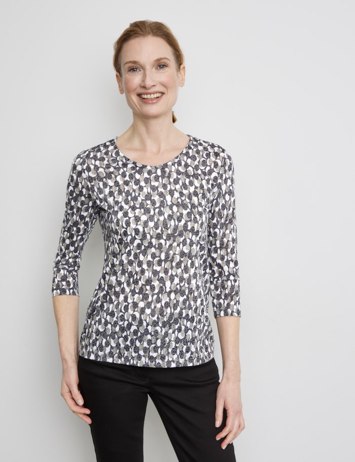 Gerry Weber Burnout top with 3/4-length sleeves T-skjorte Multicolor | RRBD9860