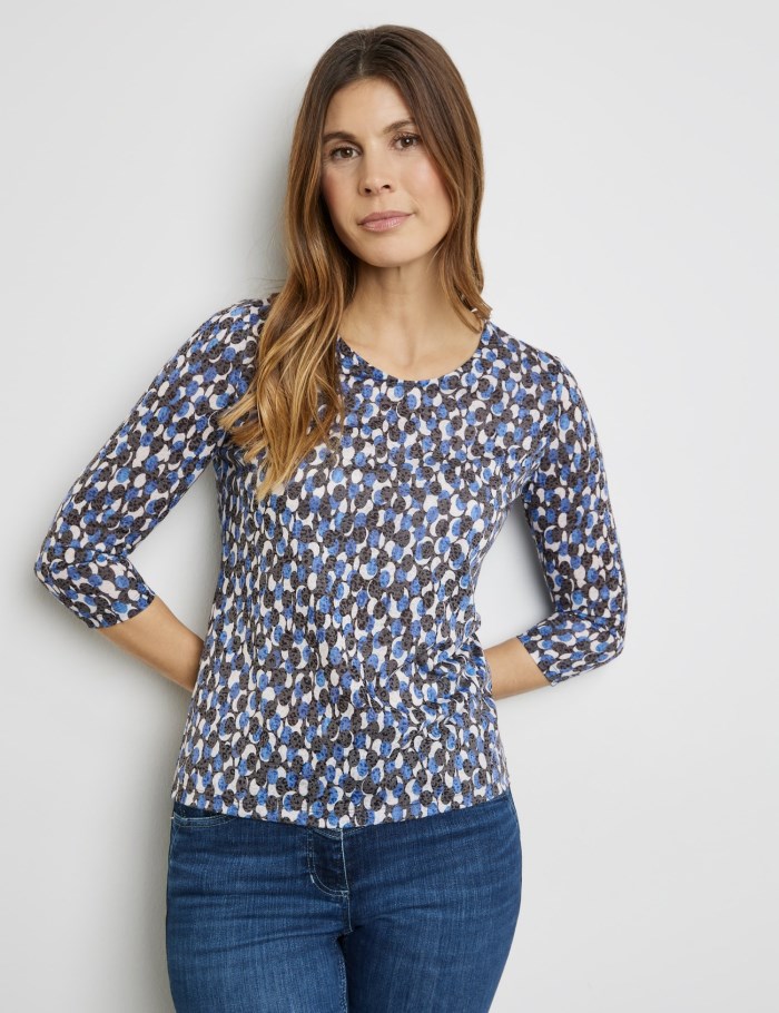 Gerry Weber Burnout top with 3/4-length sleeves T-skjorte Multicolor | CINY3349