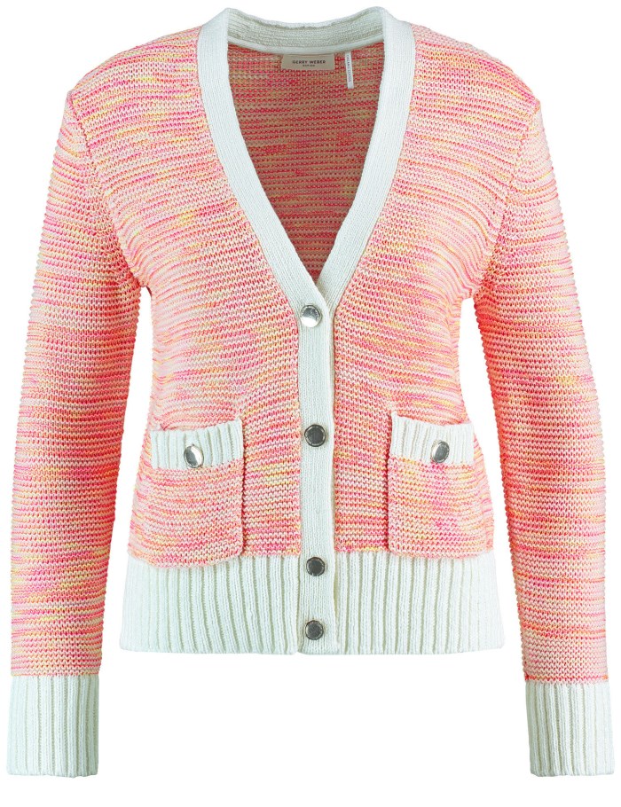 Gerry Weber Cardigan made of sustainable cotton in a textured knit Strikkevarer Oransje | MJNB8951