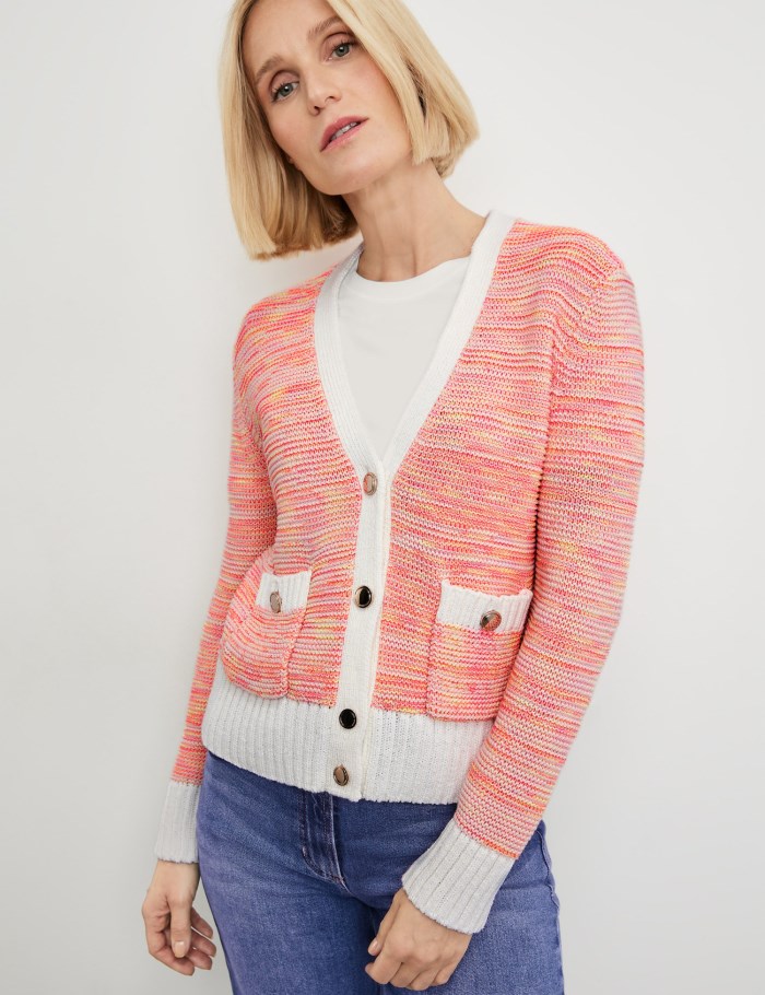 Gerry Weber Cardigan made of sustainable cotton in a textured knit Strikkevarer Oransje | MJNB8951